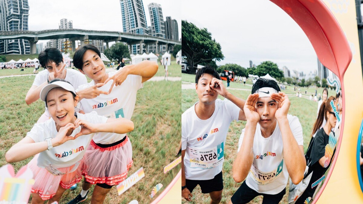 藝人於打卡區合影留念。