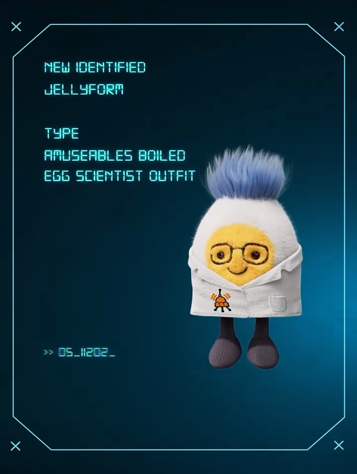 Jellycat首爾限時快閃店的Amuseables Boiled Egg Scientist Outfit（圖片來源／Jellycat官網）