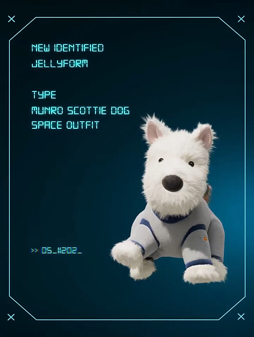 Jellycat首爾限時快閃店的Munro Scottie Dog Space Outfit（圖片來源／Jellycat官網）