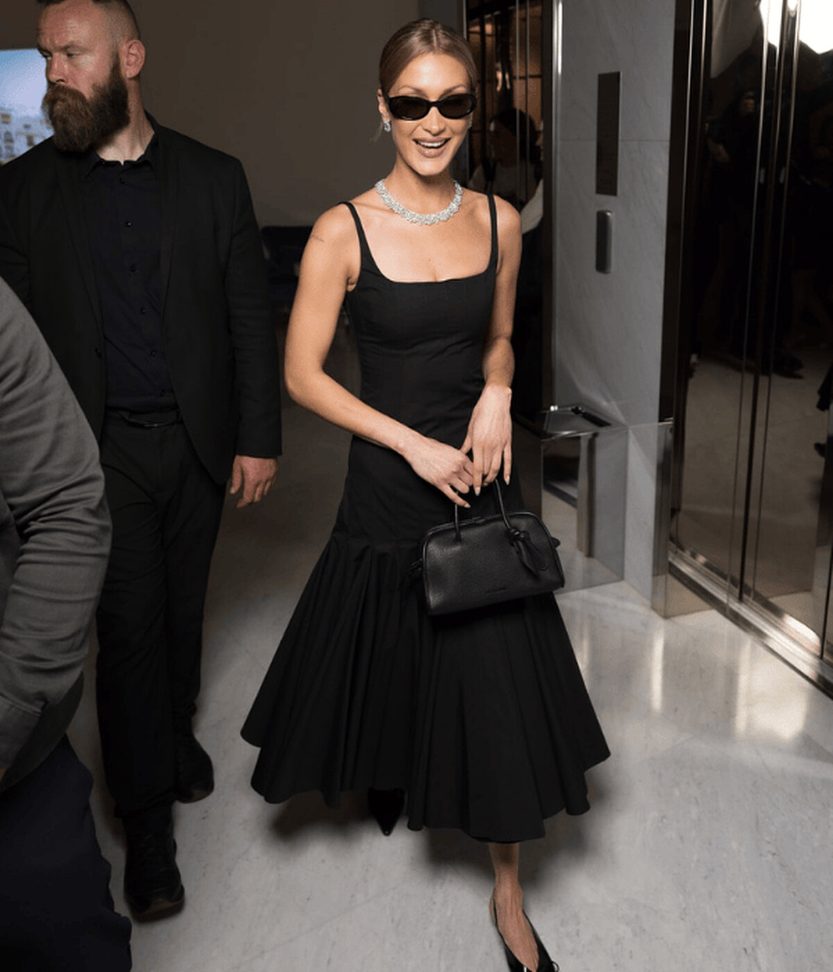 Bella Hadid with Jacquemus Le Turismo shoulder bag.