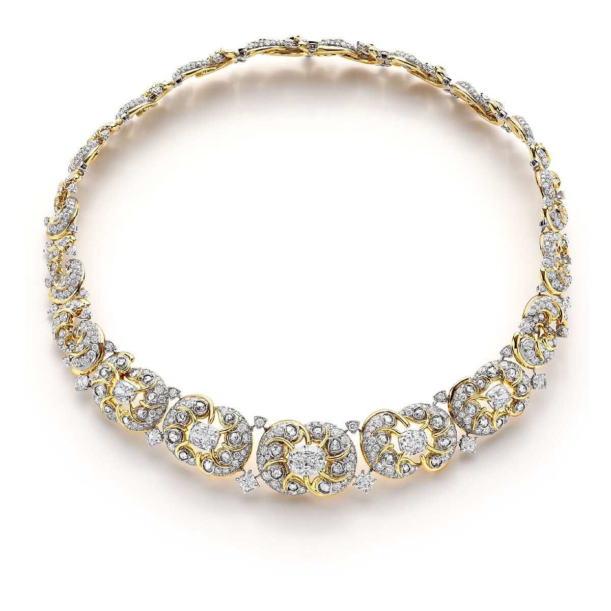 2025 Blue Book 高級珠寶 Sea of Wonder&mdash; Sea Turtle 系列 鉑金與黃K金鑲嵌鑽石項鍊