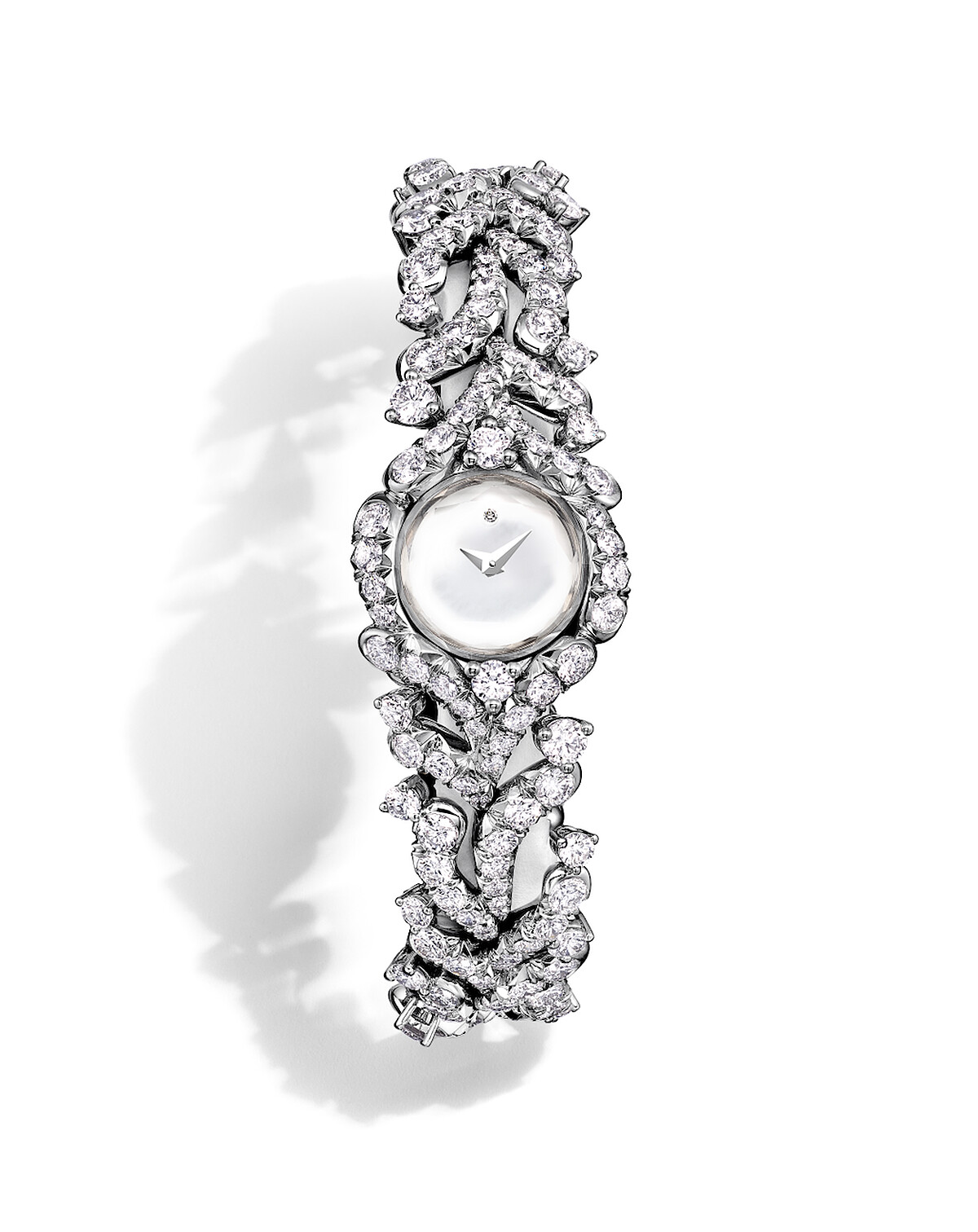 2025 Blue Book 高級珠寶 Sea of Wonder&mdash; Ocean Flora 系列 鉑金與白K金鑲嵌鑽石、珍珠母貝與綠松石珠寶腕錶