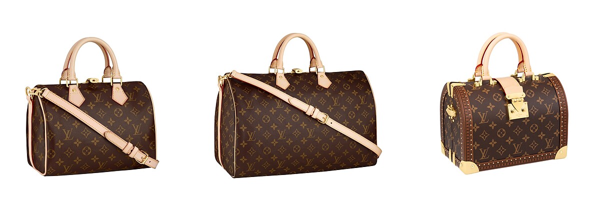 圖左至右：Speedy Bandouliere 25手袋、Speedy Bandouliere 40手袋、Speedy Trunk Monogram手袋。