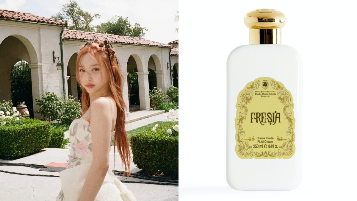 TWICE成員娜璉Nayeon愛用Santa Maria Novella(SMN)的Fresia純淨小蒼蘭身體乳。PET瓶250ml，NT2,050、玻璃瓶250ml，NT2,500