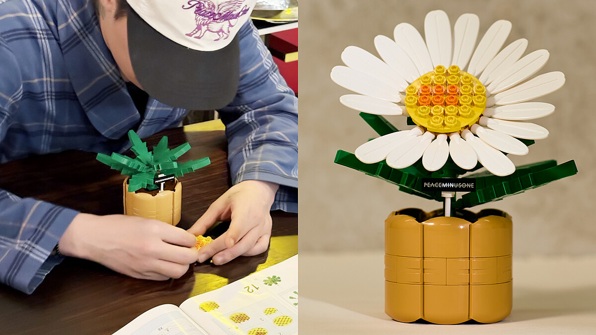GD 818 BLOOM 聯名積木，以 PEACEMINUSONE 經典小雛菊為靈感設計