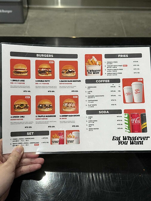 「Sober & Burger」菜單 Photo / R