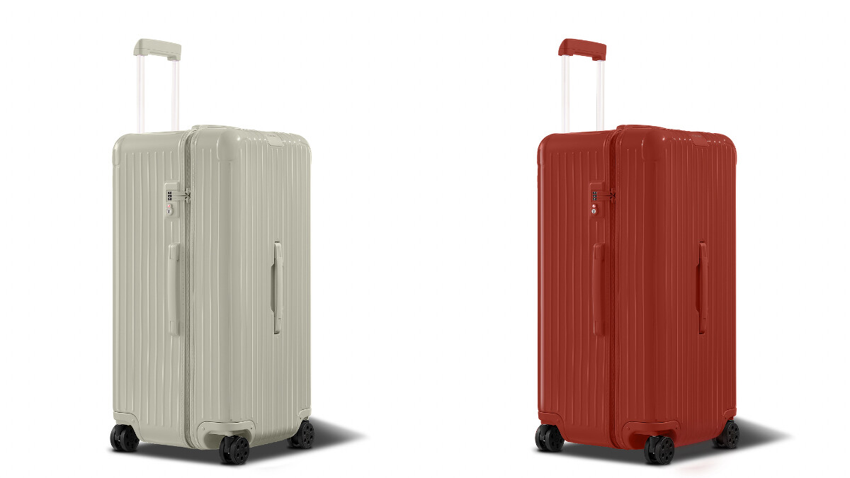 Trunk Plus Clay 灰礫色與 Terracotta 赤陶色行李箱(建議售價 NT$ 48,400)。