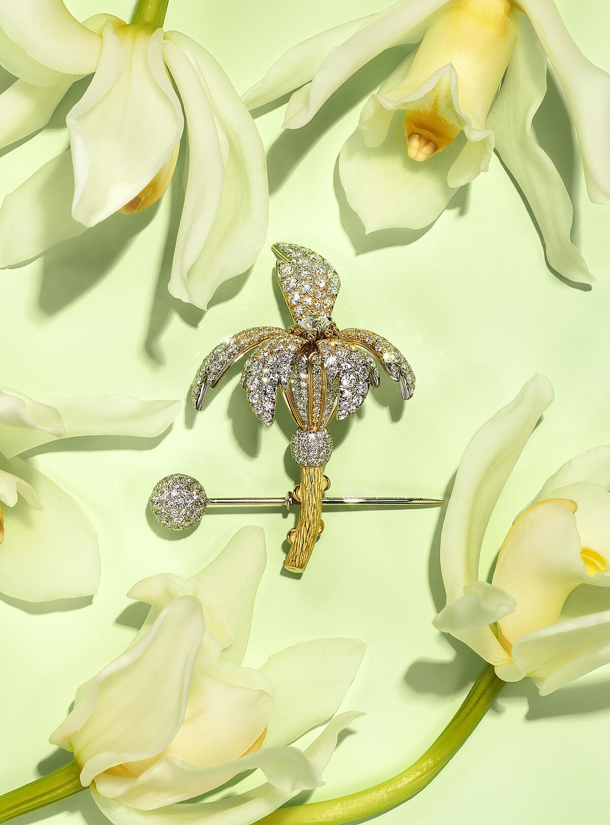 Jean Schlumberger by Tiffany 高級珠寶系列蘭花造型胸針_鉑金與黃K金鑲嵌鑽石 約NT$ 6,450,000