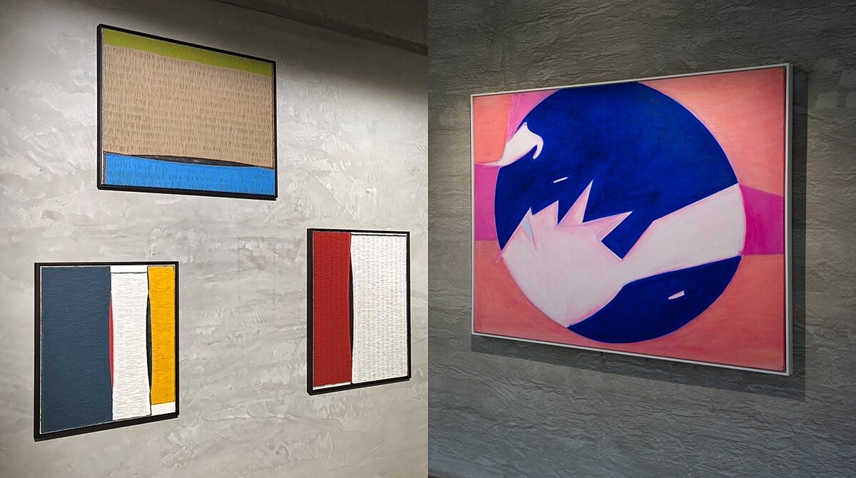 對看兩位藝術家作品，霍剛（右側）、權純益（左側）。 &copy; 金馬賓館當代美術館 ALIEN Art Centre