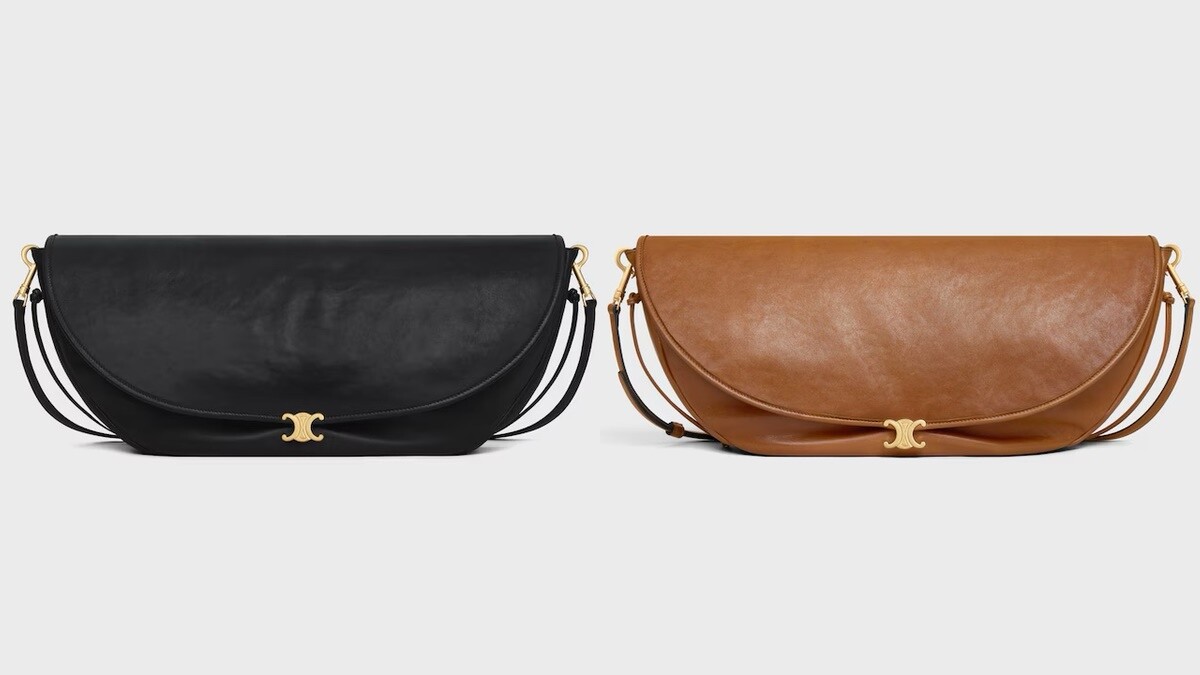 CELINE SOFT TRIOMPHE HALFMOON亮澤羊皮革手袋 NT$110,000。