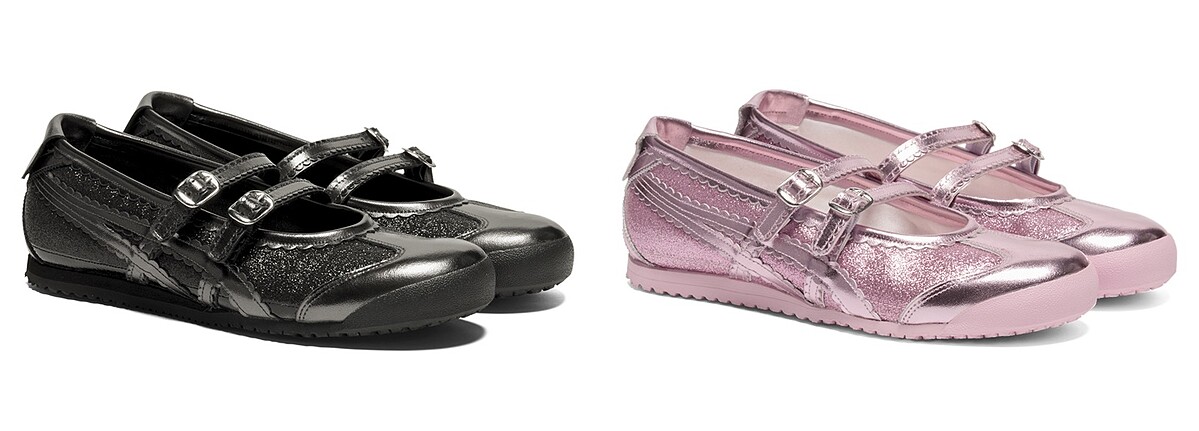 HOLIDAY GLITTER PACK &ndash; MEXICO 66 TGRS鞋款，銀河黑、耀眼粉，建議售價NT5,180。