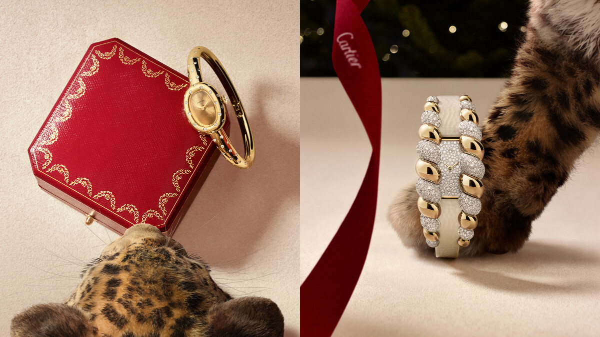 Baignoire 黃K金鑽石腕錶（左）；Tressage腕錶。