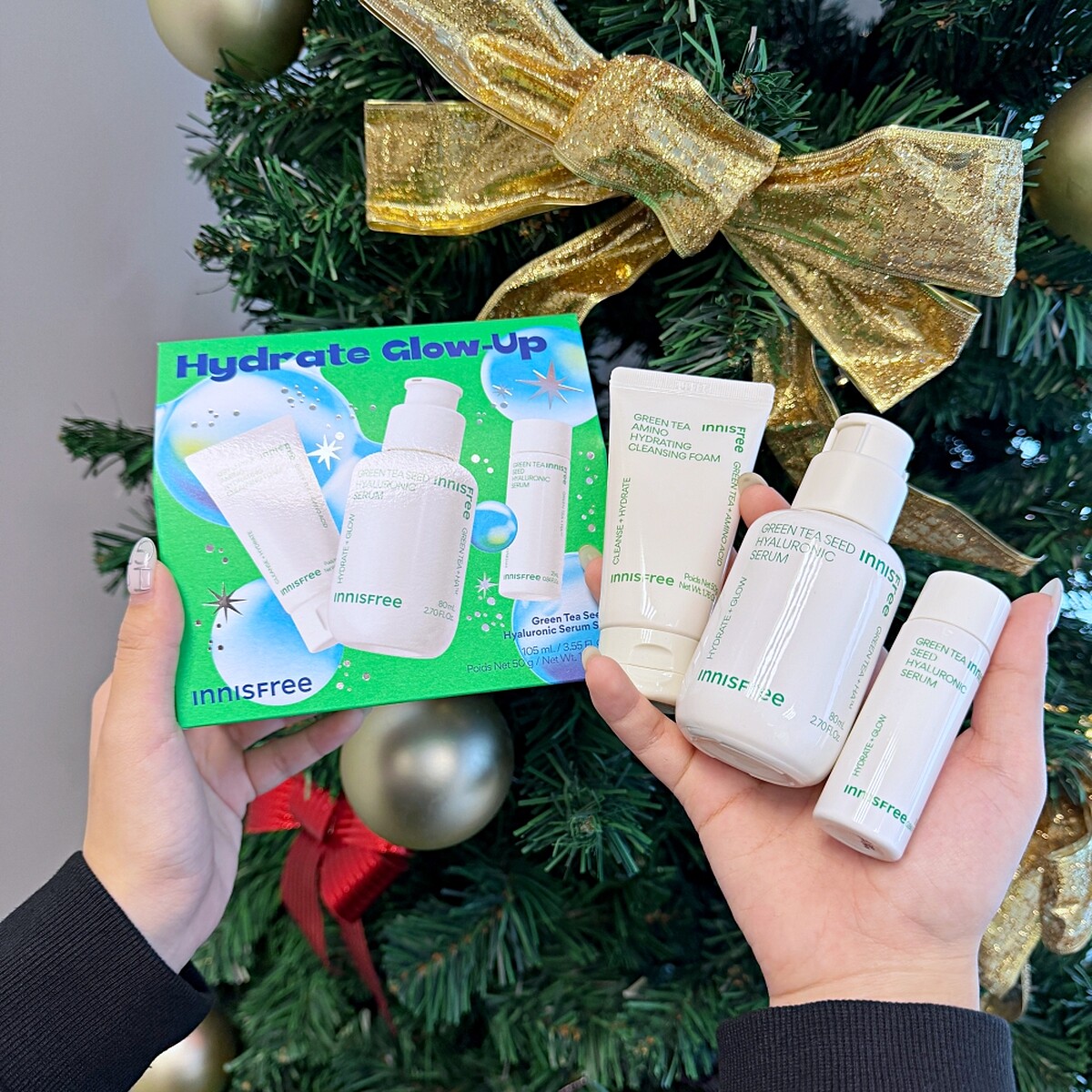 innisfree綠茶籽玻尿酸保濕精華組(閃耀版)，NT950