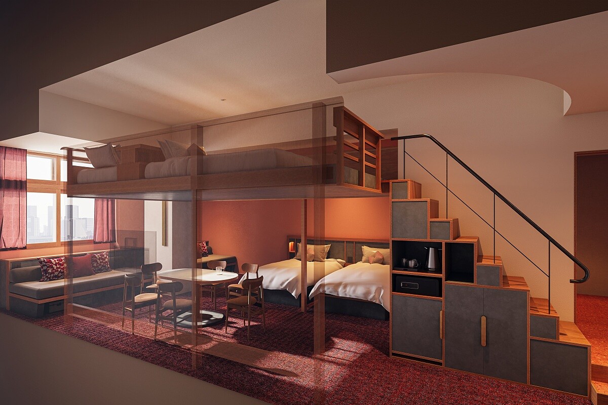 有多種客房配置，從雙人房到最多六人入住的房型皆有。