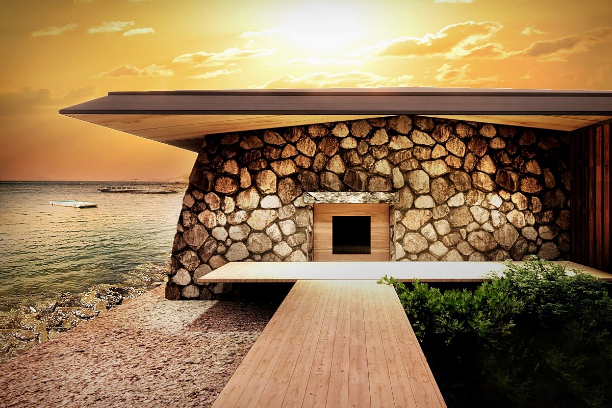 公共空間延續留白與自然採光，讓旅客在館內走動時都能看到海面。