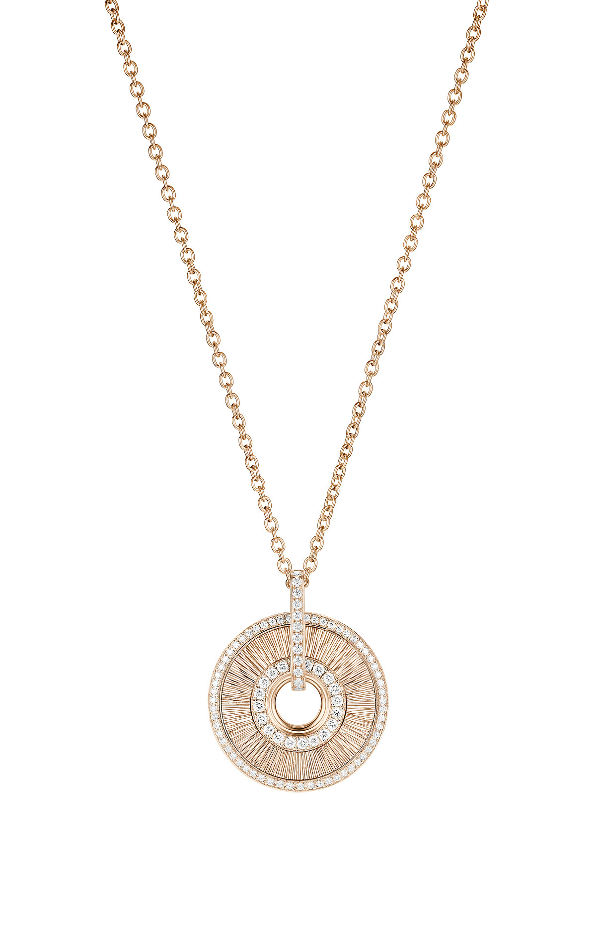 【新作】Possession系列18K玫瑰金宮廷式雕刻飾紋鑽石項鍊(中型款),建議售價約$325,000_PGG33PN500