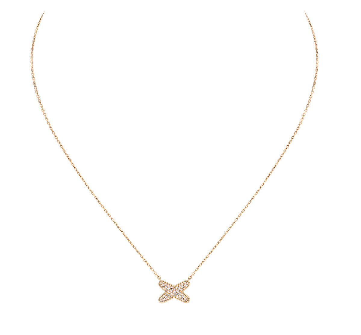 083221-Jeux de Liens 18K玫瑰金項鏈,鑲嵌明亮式切割鑽石。參考價格NT$140,000