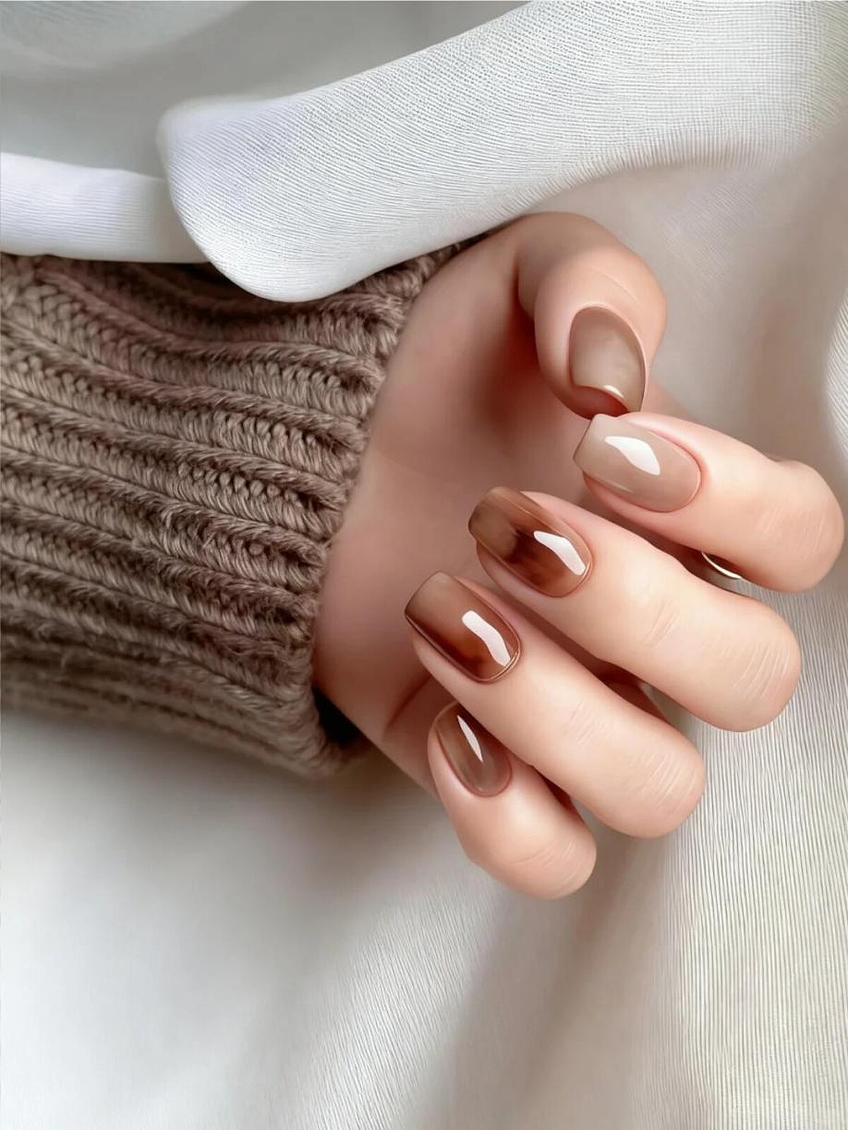 煙燻焙茶美甲範本(Photo/小紅書@叶小姐超爱美甲)