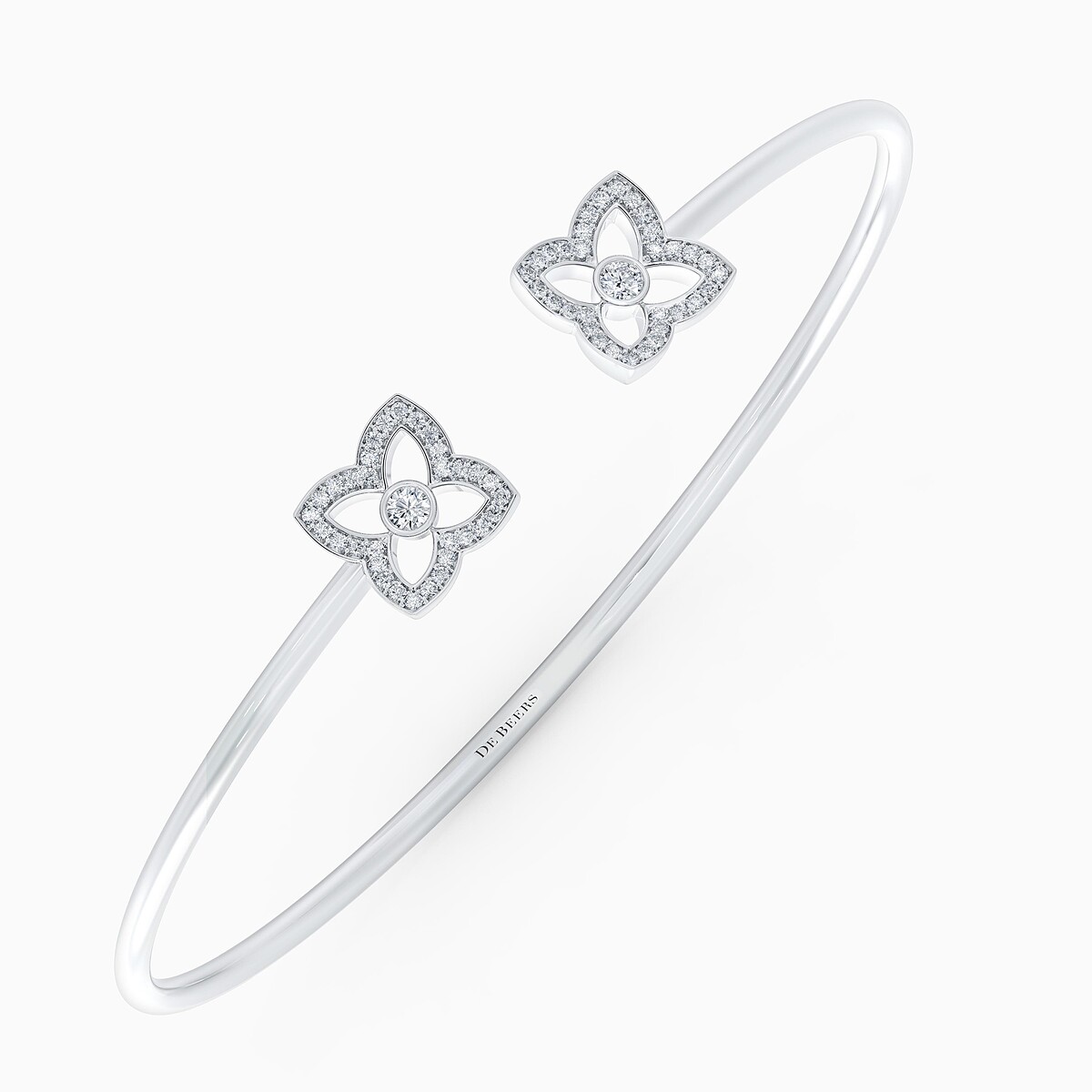 De Beers Enchanted Lotus Bloom 18K白金鑽石開放式手鐲_NT$ 156,000