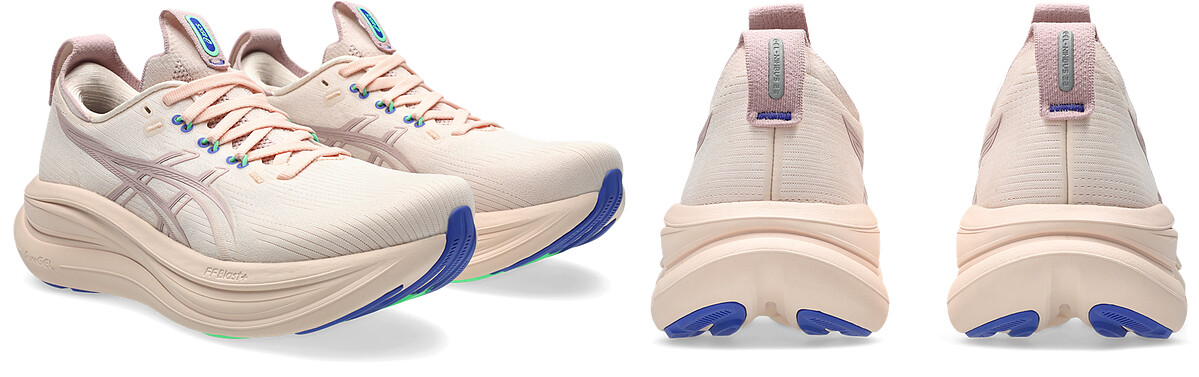 ASICS GEL-NIMBUS 28跑鞋，柔霧粉(一般楦＆寬楦)，NT4,980。