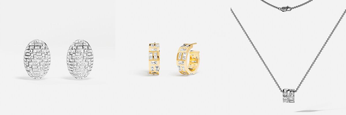 左 : 個性Ice耳環NT11,400，中 : Ice圈形耳環NT5,000，右 : Ice系列可調節項圈NT4,700