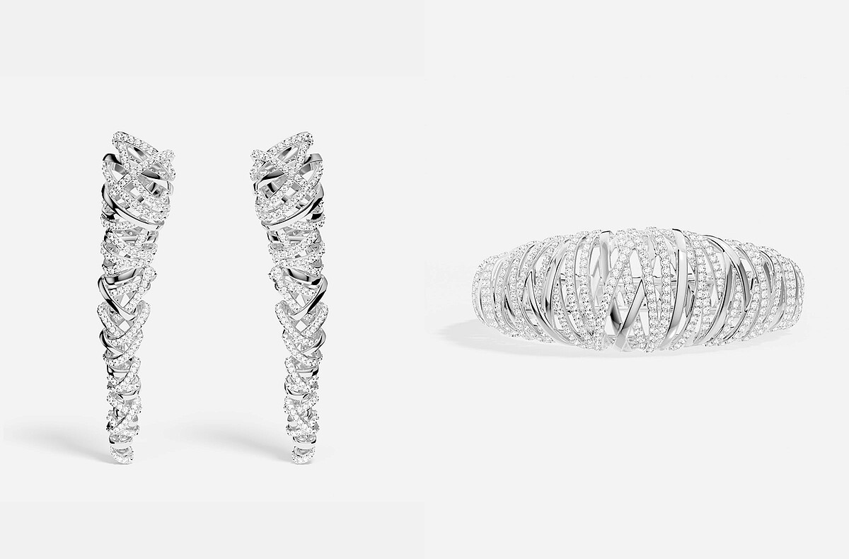 左 : Enlac&eacute;圈形耳環NT12,400，右 : Enlac&eacute;手鐲NT13,700