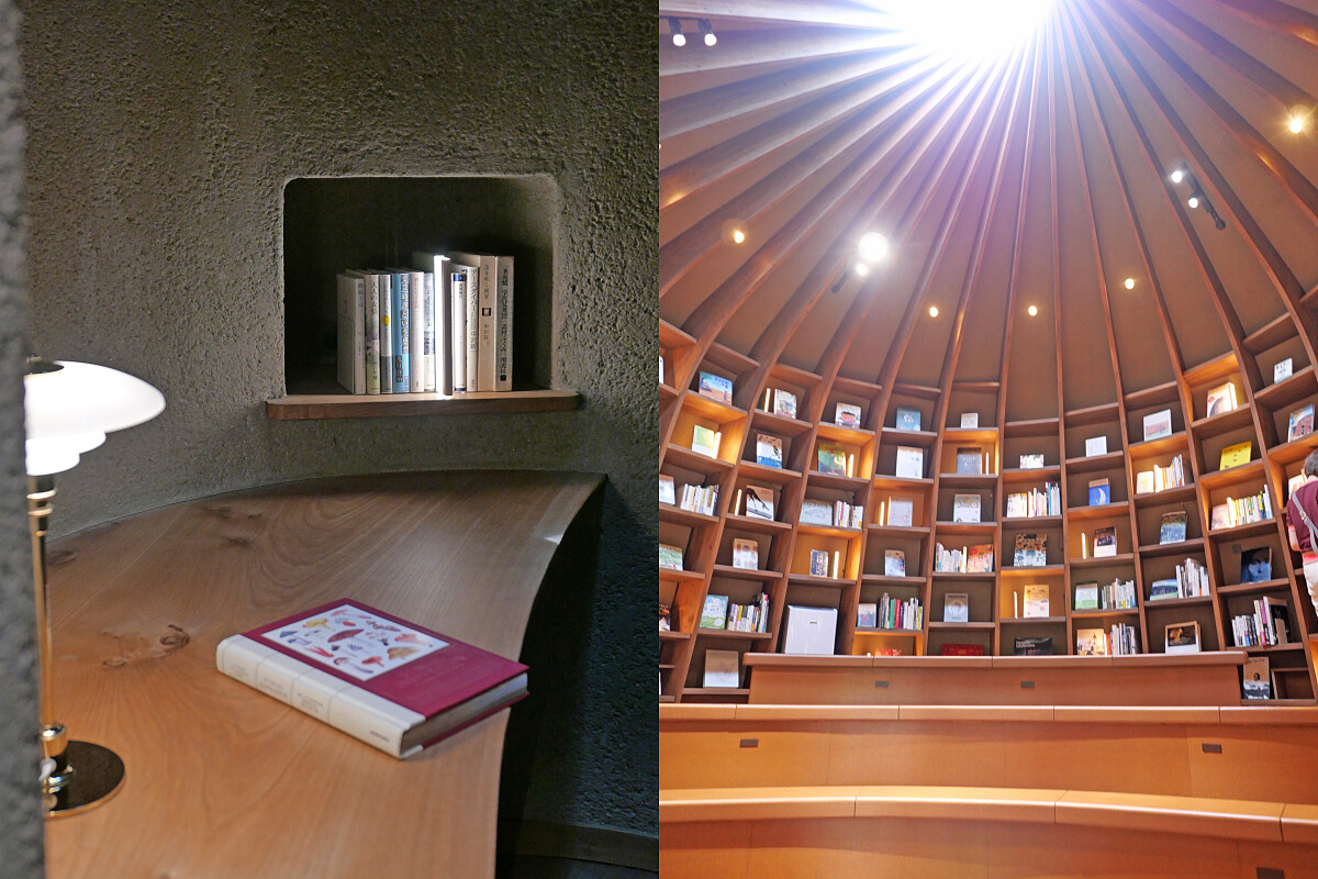 書架之間形成了許多大小不一的隱密小空間，能自由選擇喜愛的角落。