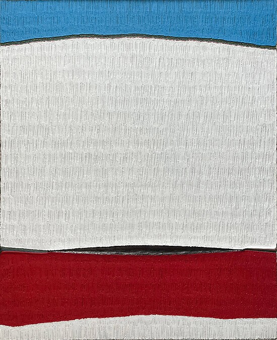 權純益作品《隙-積・研(12-07)》,90.9x72.7cm,複合媒材、畫布,2023。