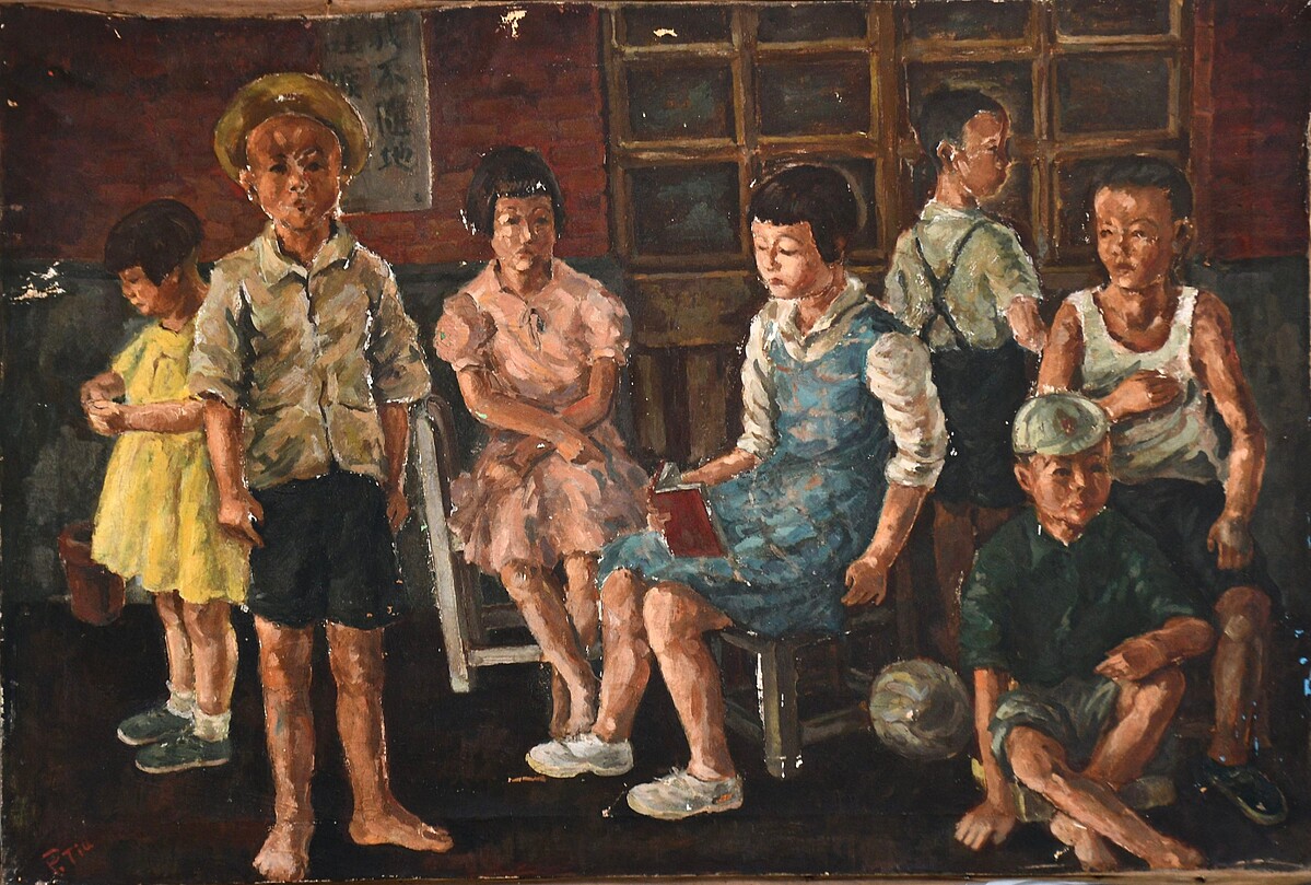 2025年捐贈入館典藏 張炳堂，《孩子們》，1951，油彩、畫布，61 &times; 91公分。臺北市立美術館典藏。