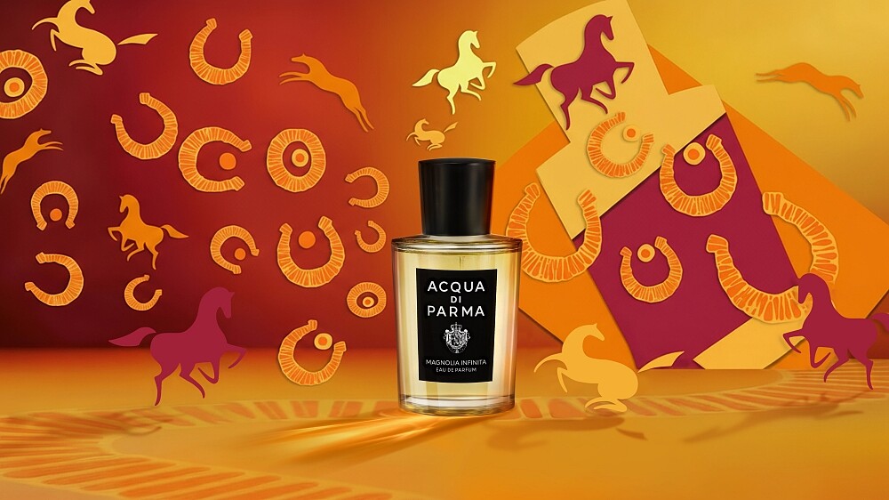 Acqua di Parma無限木蘭印花典藏版2026新春主視覺。