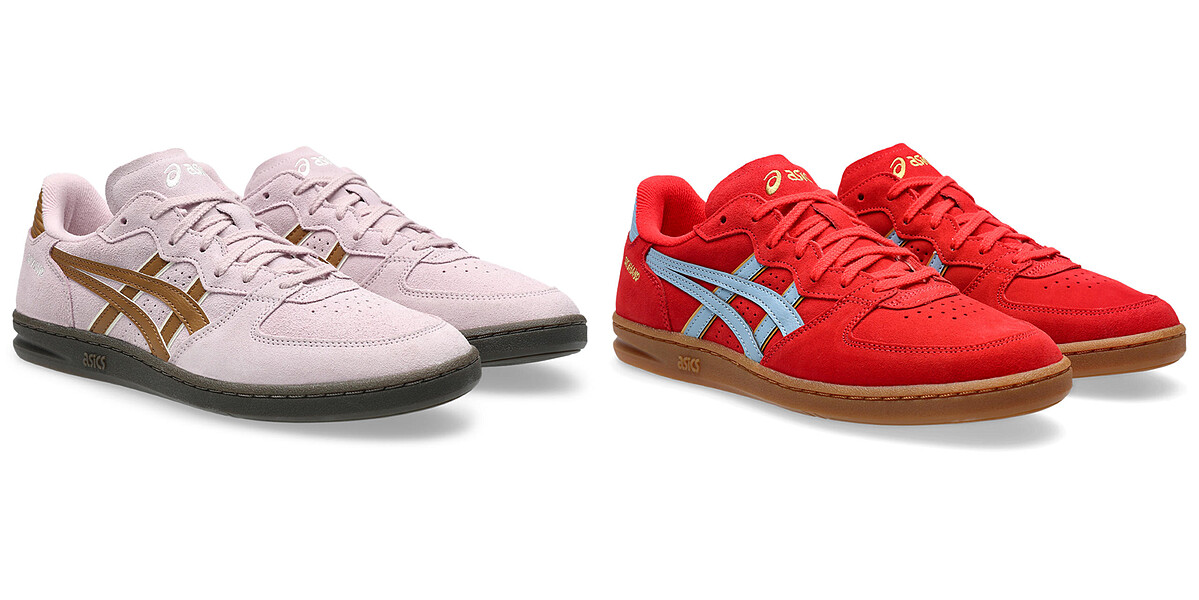 ASICS SKYHAND OG系列鞋款，各NT3,580。(烟粉色、椿紅色)