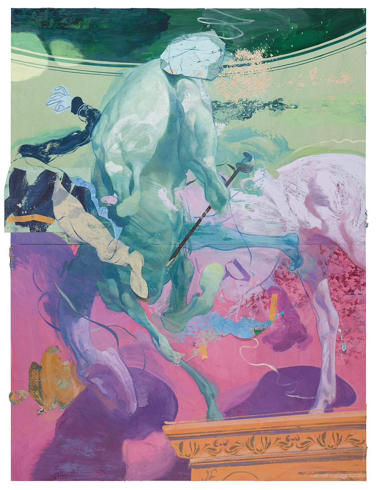 Ruprecht von Kaufmann, The Boxer, 198.5 x 153.5cm, 2025, Oil and collage (Mylar) on wood