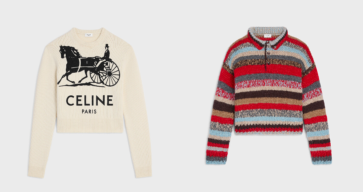 圓領毛衣，NT$69,000 ；POLO領毛衣，NT$59,000。 