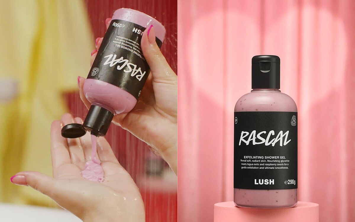 LUSH 莓果遊戲磨砂沐浴露，110g NT600、280g NT1,200、570g NT1,800