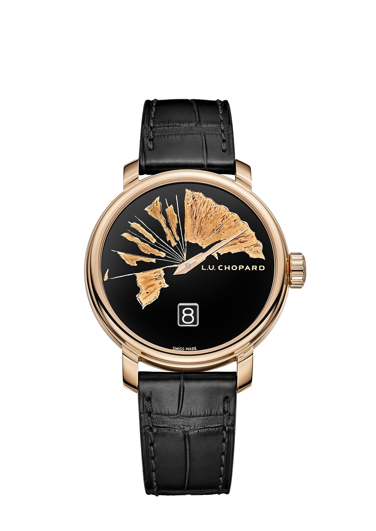 L.U.C Quattro Spirit系列腕錶，大明火琺瑯錶盤飾以「破扇」圖案，全球限量發行8枚，Chopard 