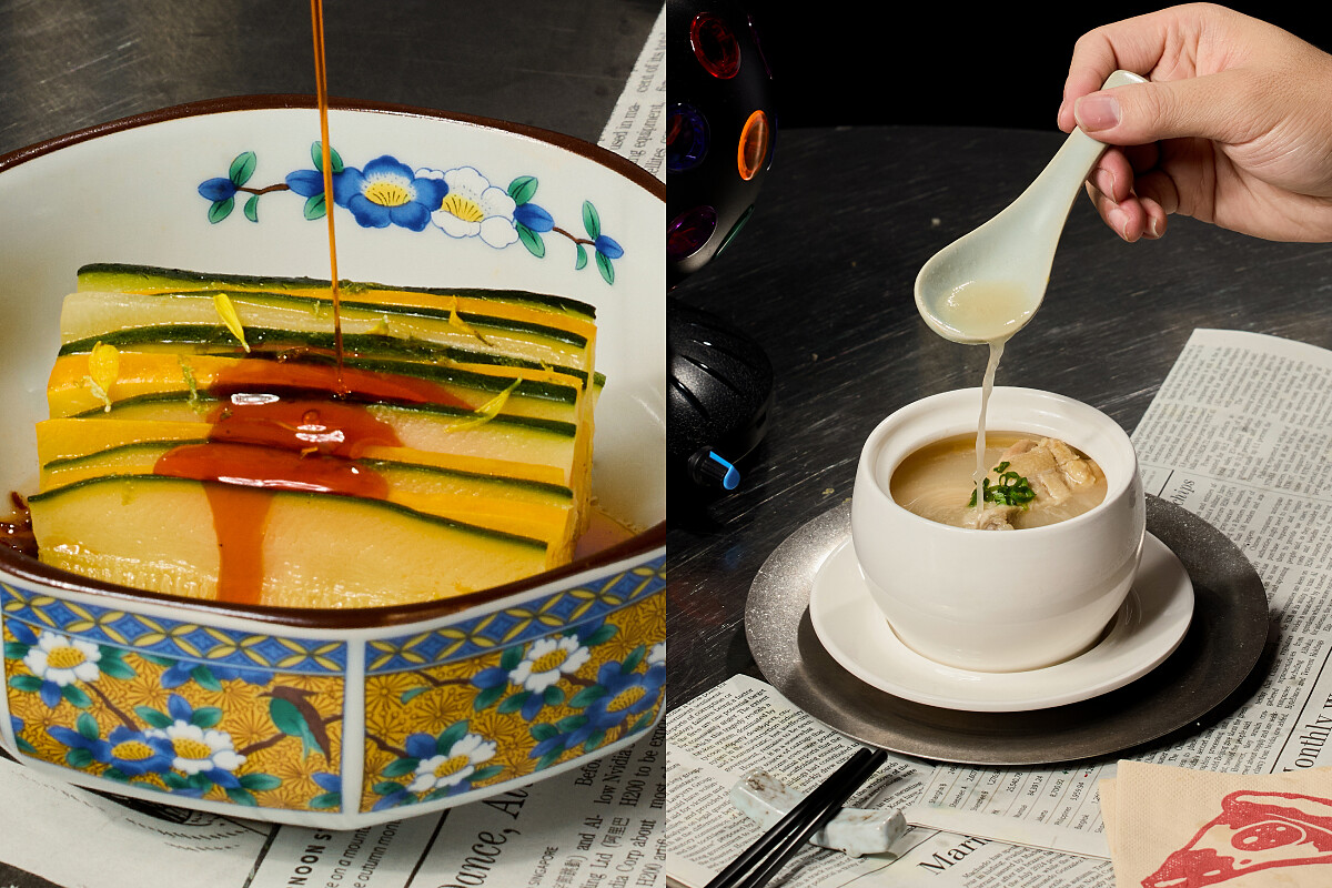 「油潑辣子檸檬櫛瓜」與「扁尖老母雞湯」。