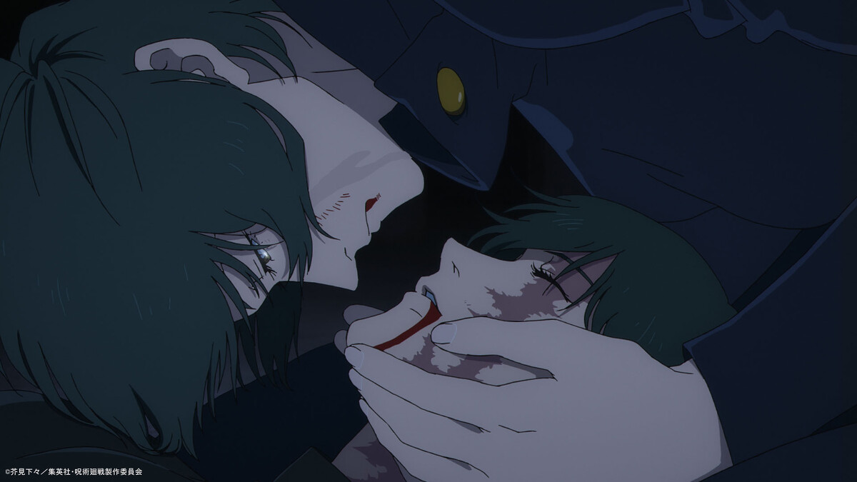 以蒙太奇手法表現姊姊真依犧牲自己，用咒力鍛造咒具斷開雙胞胎是咒術師的詛咒