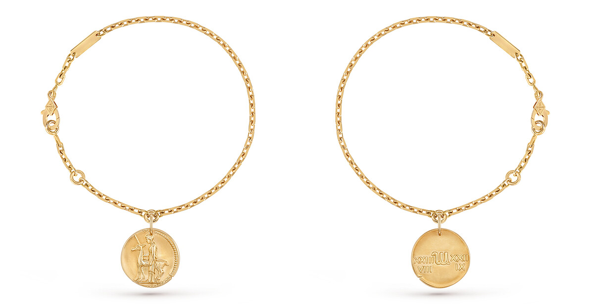 Zodiaque Aquarii (處女座) 手鍊圓墜，正面&背面。