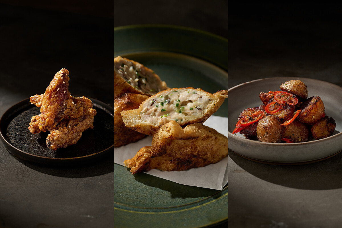 「麻油醬燒雞翅」、「青花椒黃金稻荷」、「辣味鴨油馬鈴薯」三道台灣搶先上市菜色。