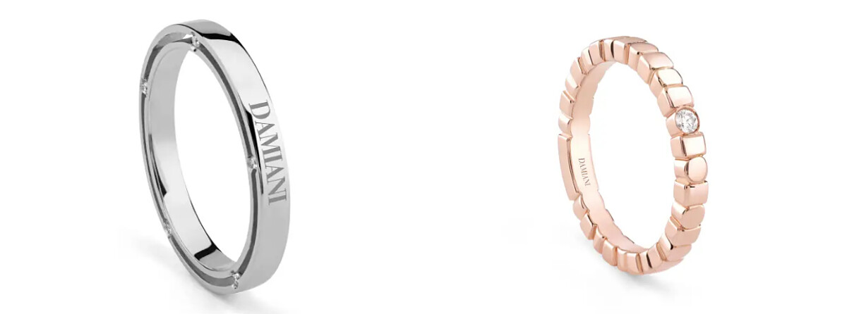 D.Side系列白金單鑽結婚戒指、Belle Époque系列玫瑰金單鑽結婚戒指
