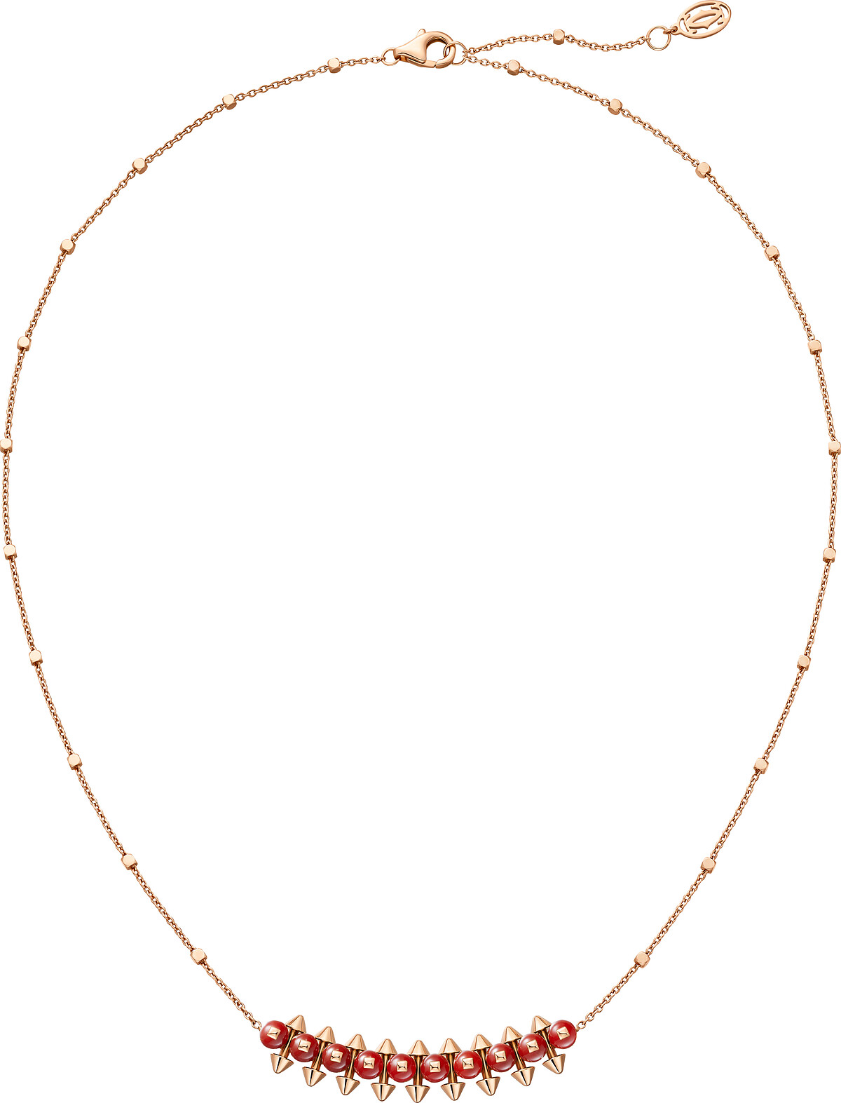 Clash de Cartier 吊墜項鍊 玫瑰金,染紅色瑪瑙。 建議售價NTD$178,000