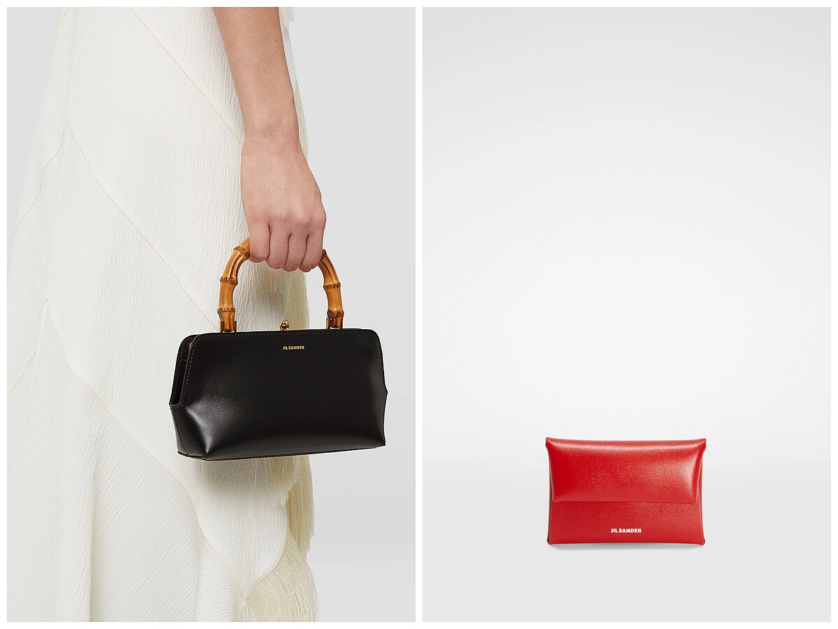 Goji Bamboo 迷你手提包NT72,680，紅色皮質摺疊零錢包 NT10,200。