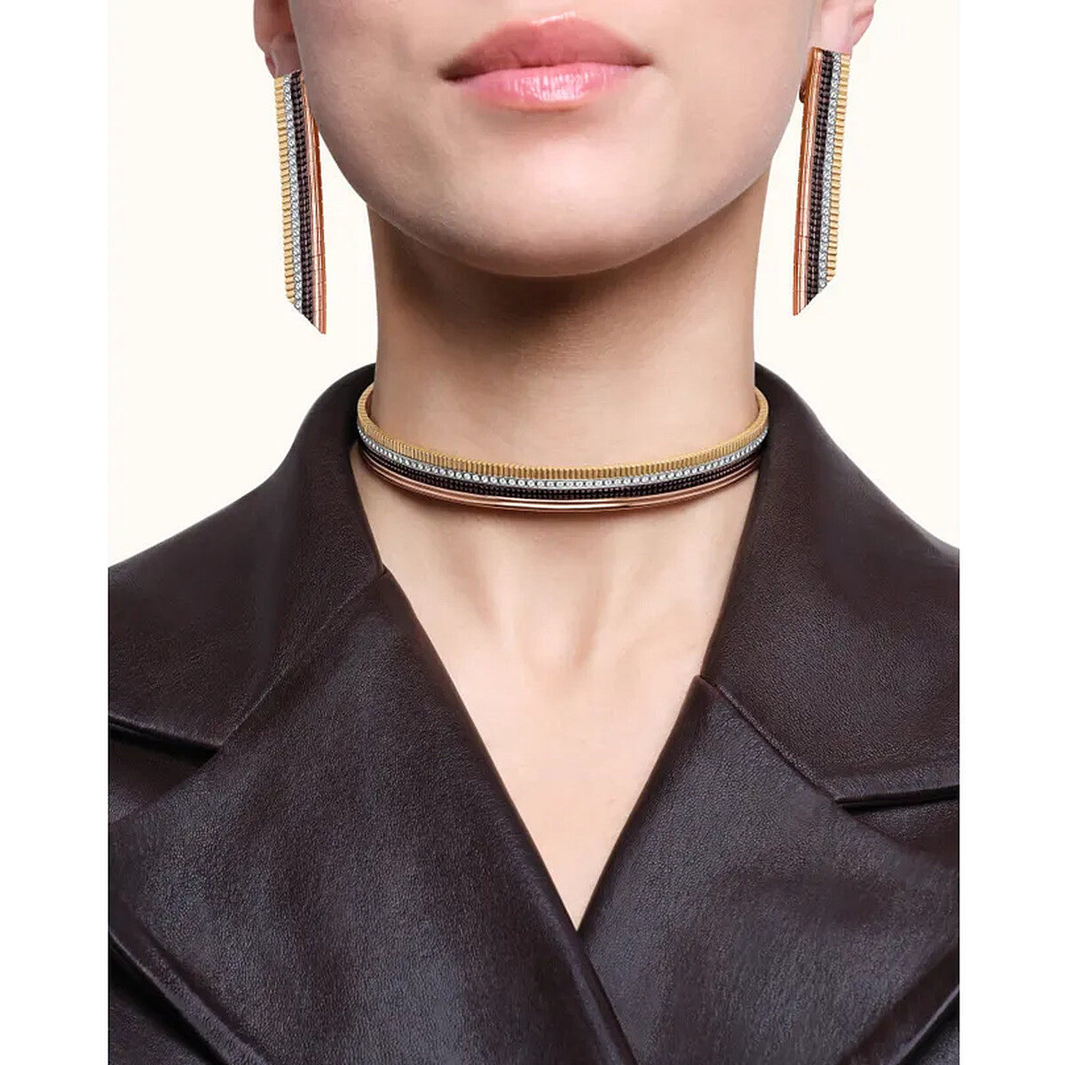 Boucheron，Quatre Classique系列頸鍊，18K黃金、白金、玫瑰金、棕色PVD，建議售價NTD.3,570,000。