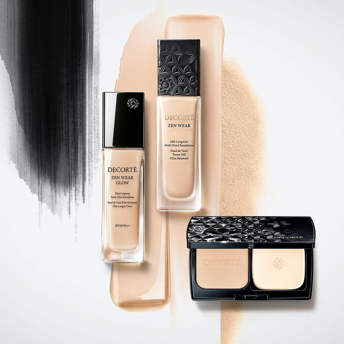 黛珂繼(左)禪光感恆潤粉底液、(右)禪恆潤光采粉餅後，2026年再推出(中)禪微霧光持久粉底液。