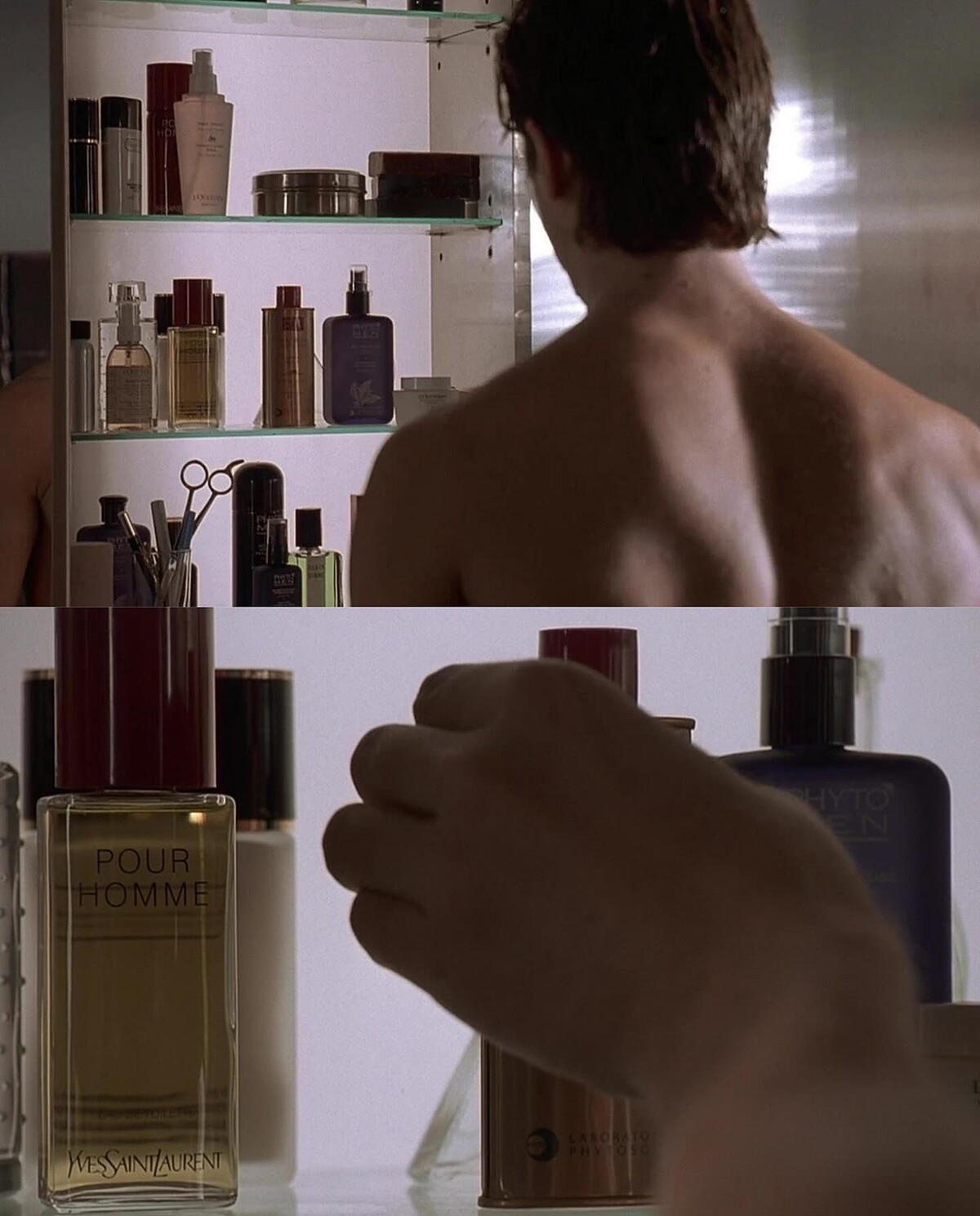 《美國殺人魔》（American Psycho）的早晨護膚橋段中，可見 YSL 的 Pour Homme