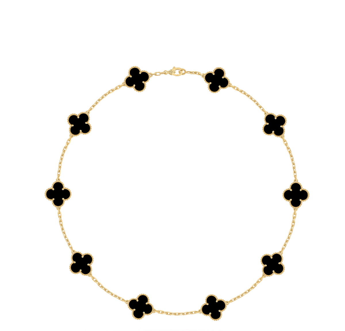 Vintage Alhambra鑲嵌縞瑪瑙10枚四葉幸運草圖案項鍊，臺幣320,000元