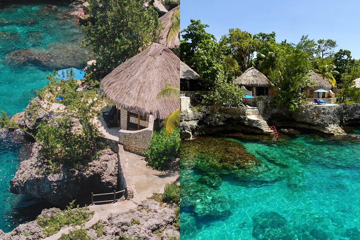 飯店坐落在加勒比海之上的懸崖上。