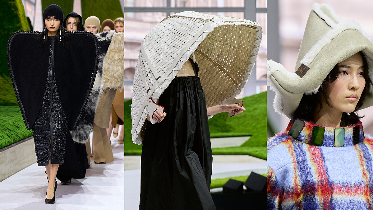 Louis Vuitton壓軸登場，超凡自然變成2026秋冬最酷造型，戴上牧羊人斗篷、木杖包、油燈包準備出走