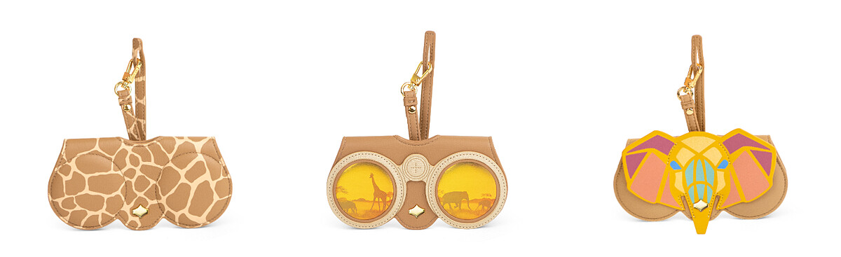 時尚真皮眼鏡包 (左至右長頸鹿、草原探險、象徽)