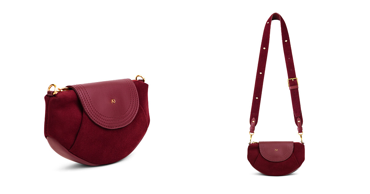 ANY DI德國時尚真皮LeSac 半月包 - 勃根地紅